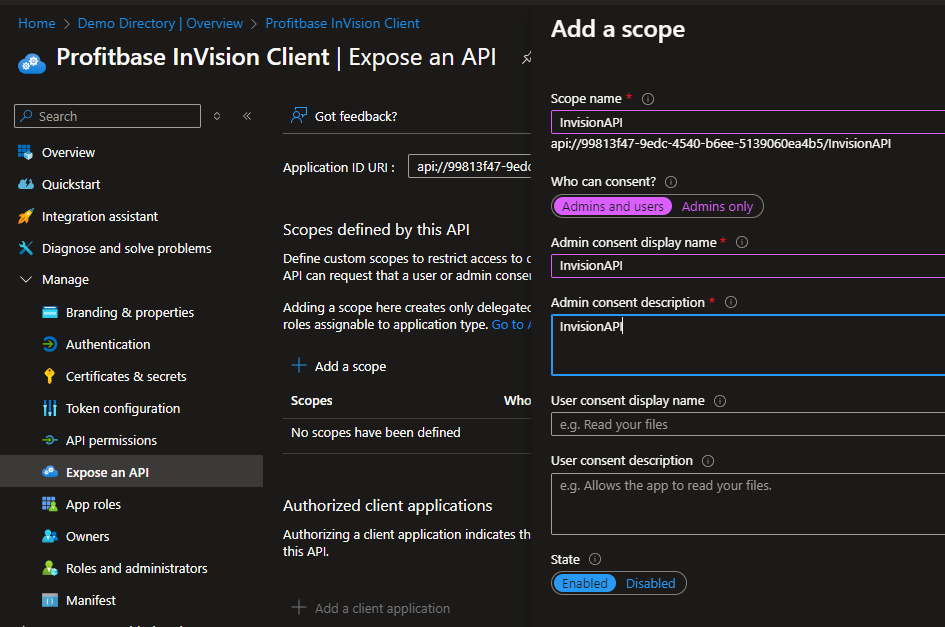 Profitbase-InVision-Client-Expose-API