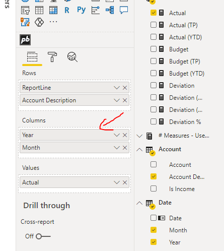 Add fields to Columns bucket