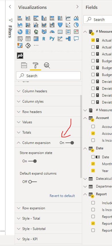 Enable column expansion